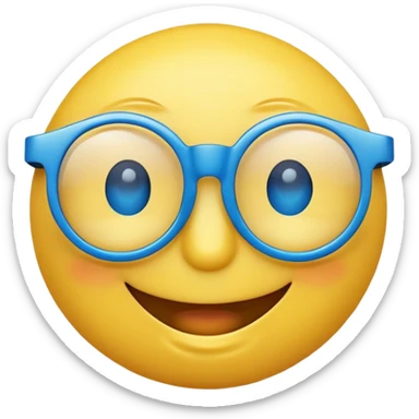 emoji of a round yellow smiley face with blue glasses on its eyes sticker