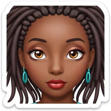 Black girl with long realistic eyelashes, lipgloss and locs sticker