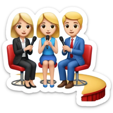 interview, three people, on stage sticker