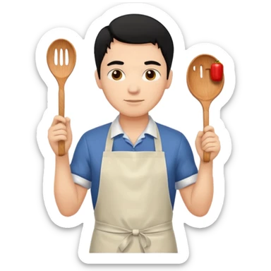 man black hair light skin tone cooking sticker