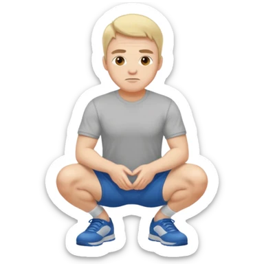 Make a normal wieght guy facing forward squatting with a t-shirt on sticker