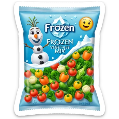 Packaging of Frozen veggies mix sticker