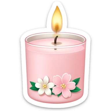 Light pink bath and body works white floral line art candle sticker