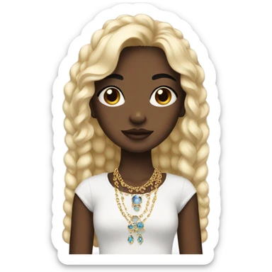 girl with jewelry and black eyes sticker