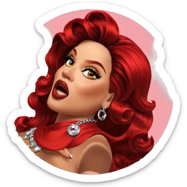 red-haired girl with jewelry sticker