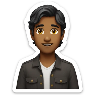 emoji of indian boy fair looking medim length hair sticker