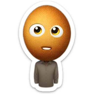 man with a scotch egg head sticker