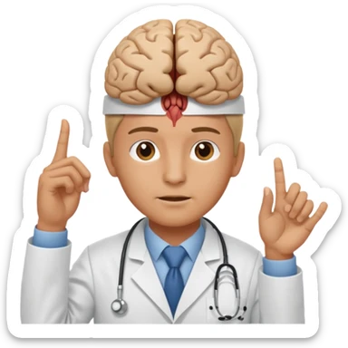 A person pointing is his brain sticker