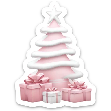 Light pink Christmas gifts under a white Christmas tree  sticker