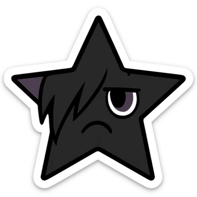 emo star with a face, black and purple, no background sticker