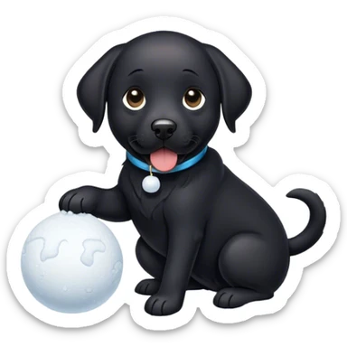 Black labrador snowball  sticker