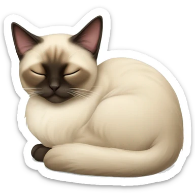 fluffy siamese cat curled up sleeping sticker