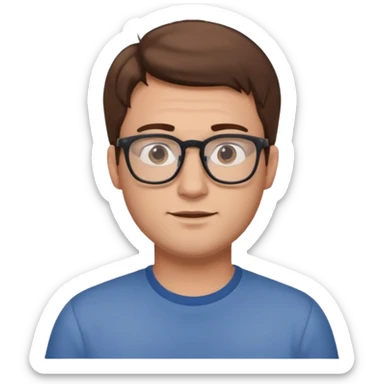 a young dad with brown hair, glasses, without beard sticker