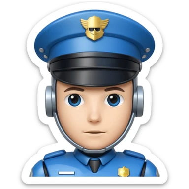 half robot cop sticker