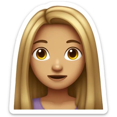 Tan girl cute with long hair and sick  sticker