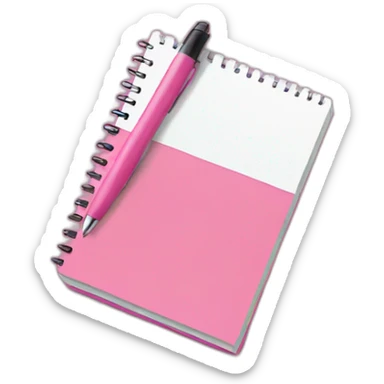 Pink notebook with a pen sticker