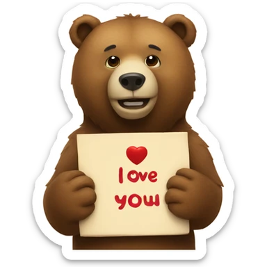 bear holding I love you sign sticker