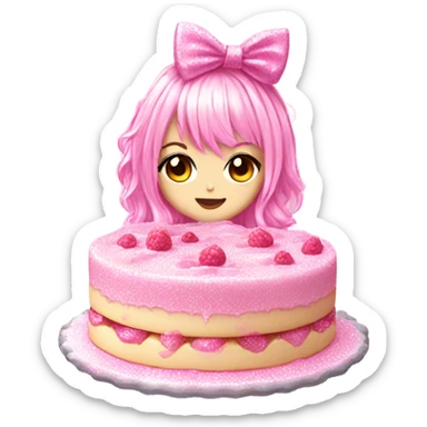 highly detailed sparkly pink gyaru dessert sticker