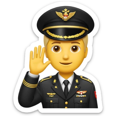 Eine salutierenden Emoji (Hautfarbe: gelb ) in Armee Klamotten männlich; salutierend mit der rechten Hand und auf der Höhe der Stirn sticker