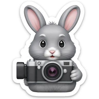 gray rabbit white camera sticker