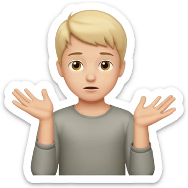 boy shrugging his shoulder sticker