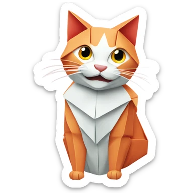 cat smiling origami saumon sticker