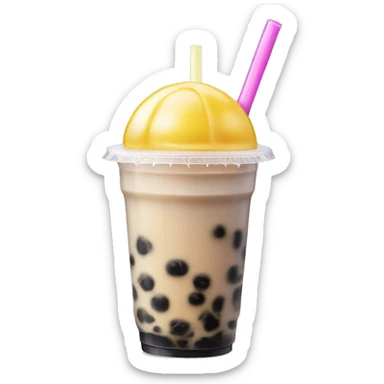 Bubble tea yellow straw sticker