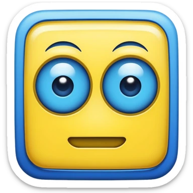 geometery dash square yellow body blue face square mouth and eyes sticker
