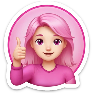 Tired but happy beautiful girl that is more valuable then corals holding a thumbs up with a cute pink aura behind here  sticker