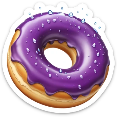 Eggplant inside a donut spraying water sticker
