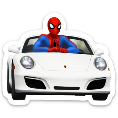 Spider-man driving white Porsche  sticker