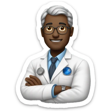 Moon geologist in lab coat sticker