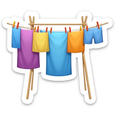 colorful laundry drying line sticker