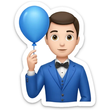 gentleman holding blue balloon sticker