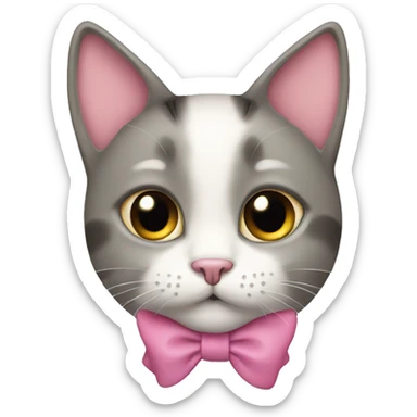cat with a bow on the ear the bow is pink sticker