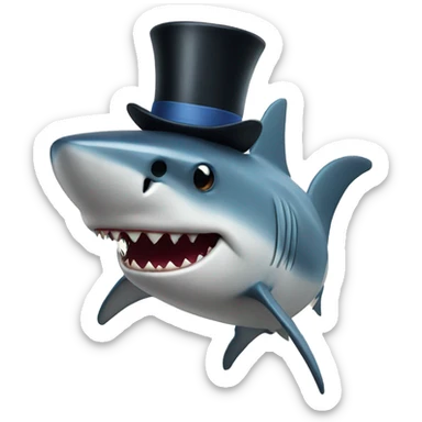 Shark with a top hat sticker