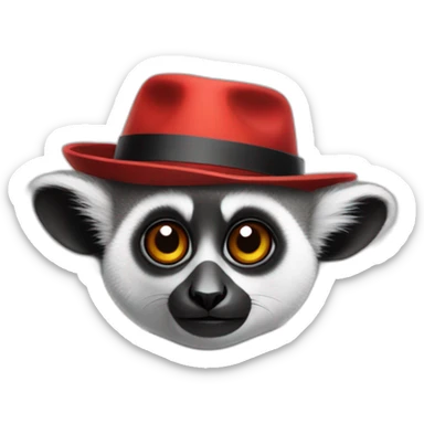 lemur wearing a red trilby sticker