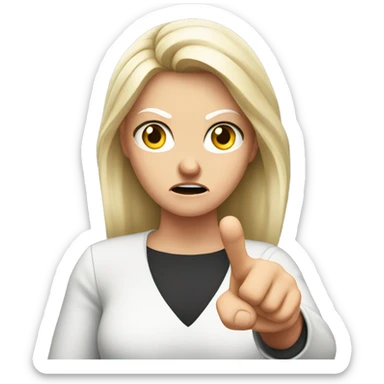 angry white girl showing disapproval with hand  in front of her  sticker