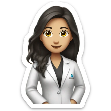 Beautiful Asian brunette long hair scientist with books sticker