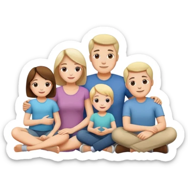 white family with parents and children sitting in a cool relaxed pose sticker