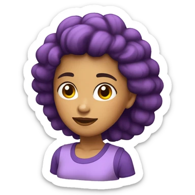 chica de pelo largo color castaño y blusa sin mangas color morado sticker