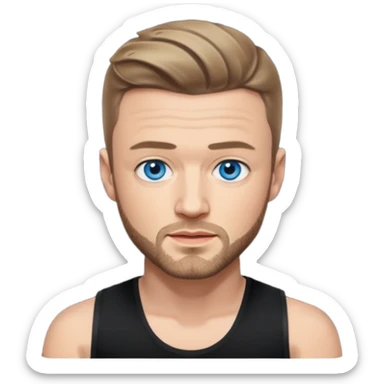 Justin Timberlake blue eyes, dark blonde hair, black tank top sticker