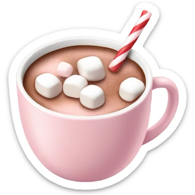 Light Pink mug of hot chocolate with marshmallows  sticker