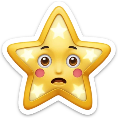 star character with shocked face glowing too bright sticker