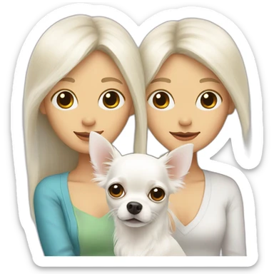 White longhair chihuahua with two human mothers sticker