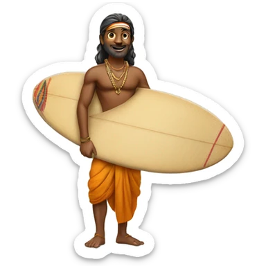 An Indian Surfing but wearing a dhoti sticker