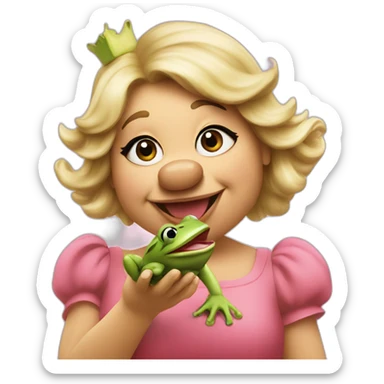 miss piggy eating a frog sticker