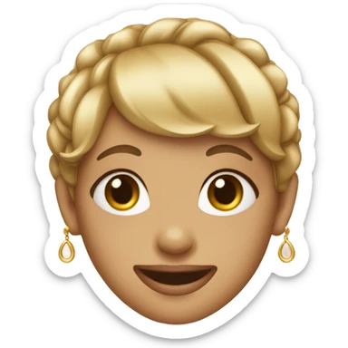 smiling girl with earrings and Karen haircut sticker