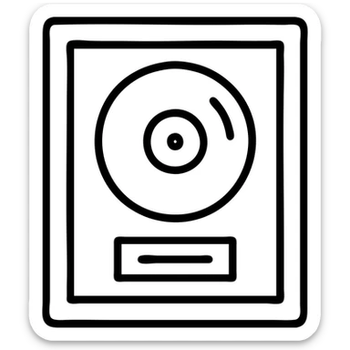 outlined icon of a platinum record award in a frame, minimal detail sticker