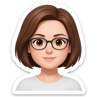 Female very shorter brown  hair almond eyes glasses sticker